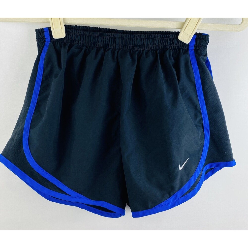 Women's Nike Black Blue Dri-FIT Tempo Running Lined Shorts Swoosh Size XS